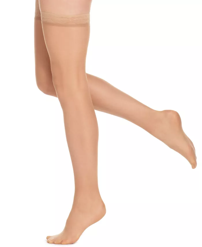 

Hanes Silk Reflections Чулки с кружевом до бедра шелковистые прозрачные ALLSTAR PRODUCTS GROUP, розовый