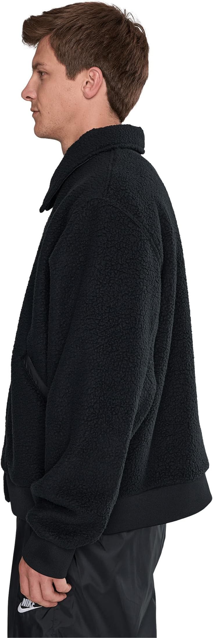 Мужская тренерская куртка Club Sherpa Nike, Black/White — фото 3