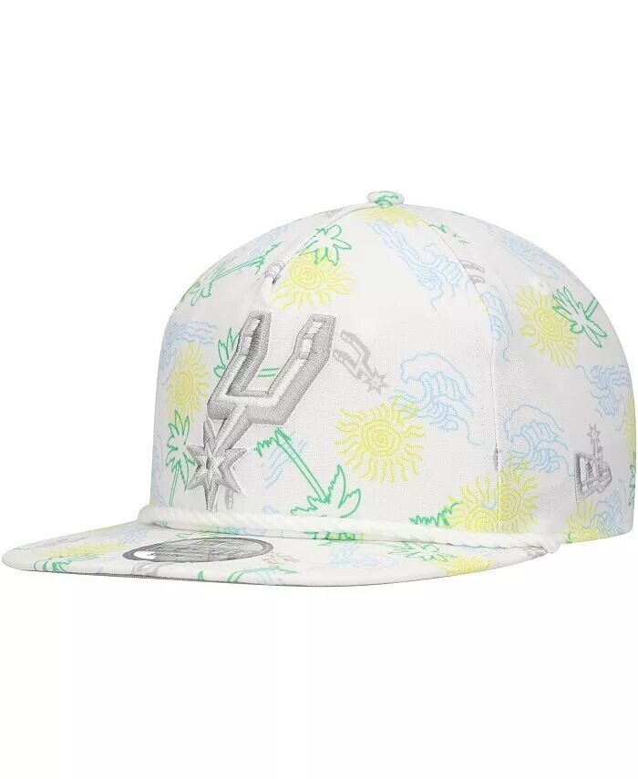 

Мужская белая регулируемая кепка для гольфиста San Antonio Spurs Palm Trees and Waves New Era, белый