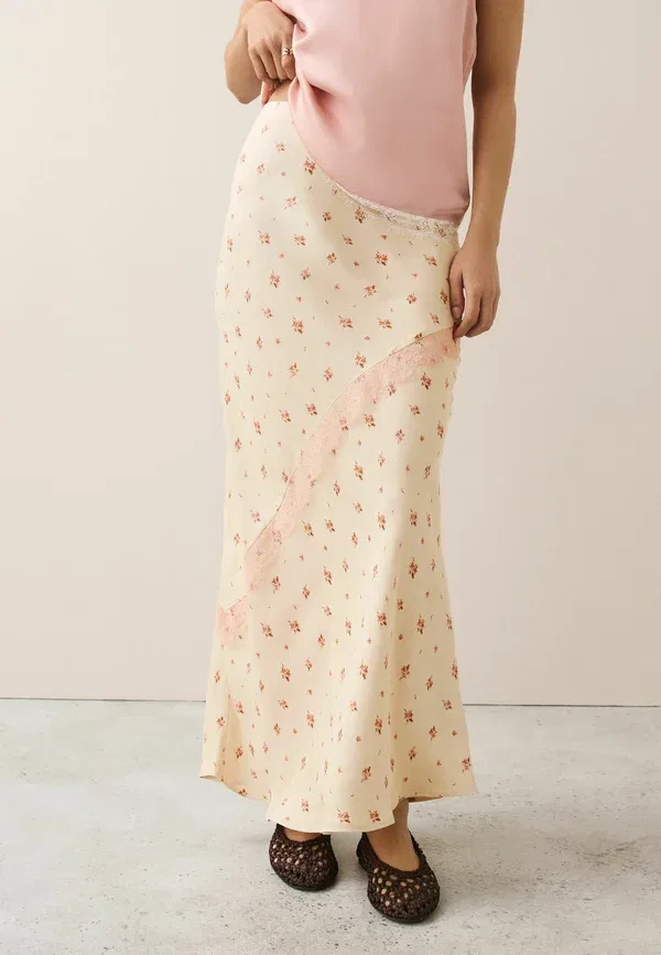 Юбка макси Next, cream pink floral, кремово-розовый цветочный