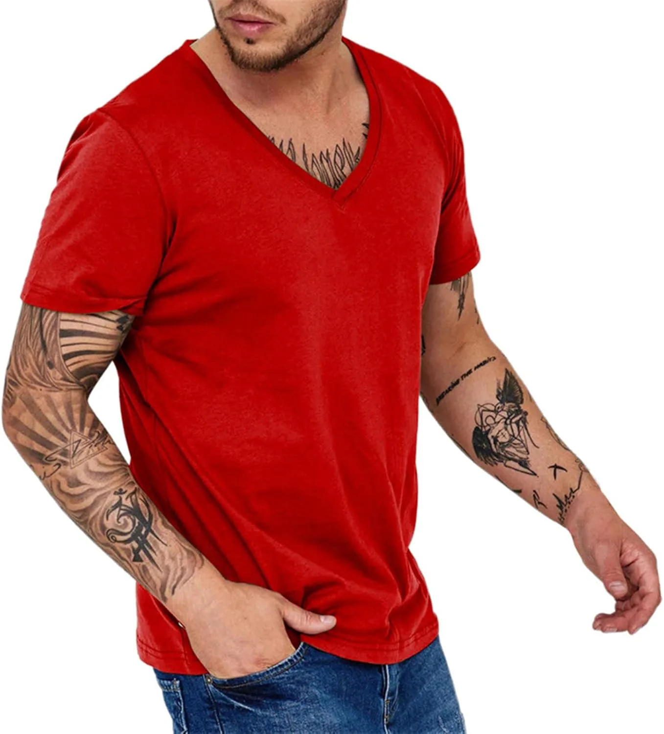 

Мужская футболка с V-образным вырезом Casual Short Sleeve Angbater
