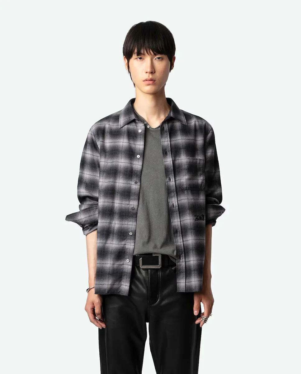 

Однотонная прямая мужская рубашка Stan Zadig & Voltaire, серый