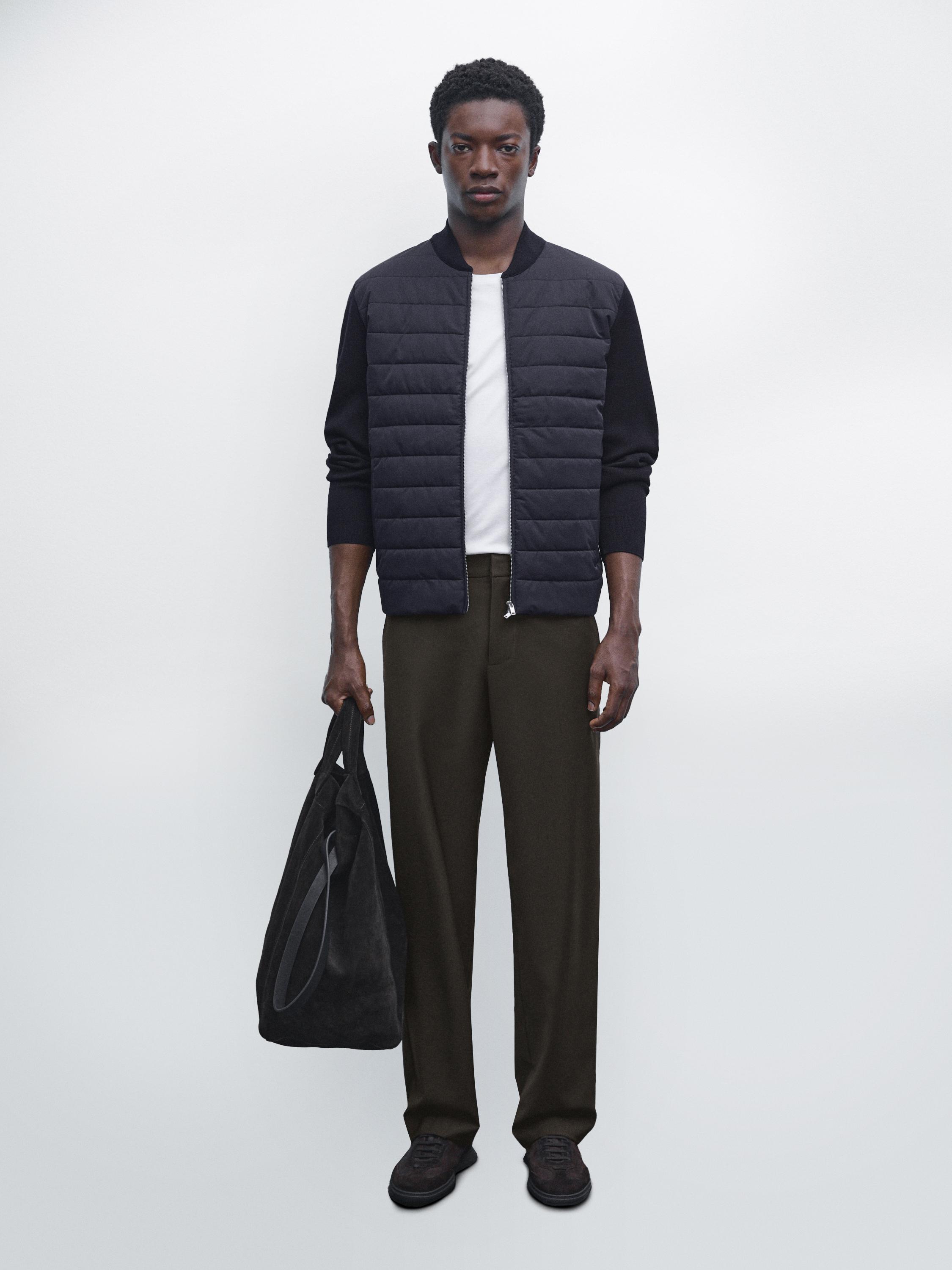 

Стеганая куртка-бомбер Massimo Dutti, темно-синий