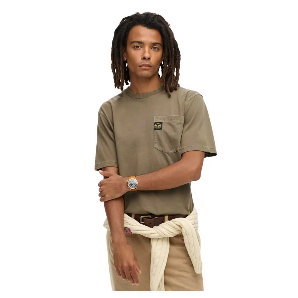 

Футболка с коротким рукавом Superdry Contrast Stitch Pocket, коричневый