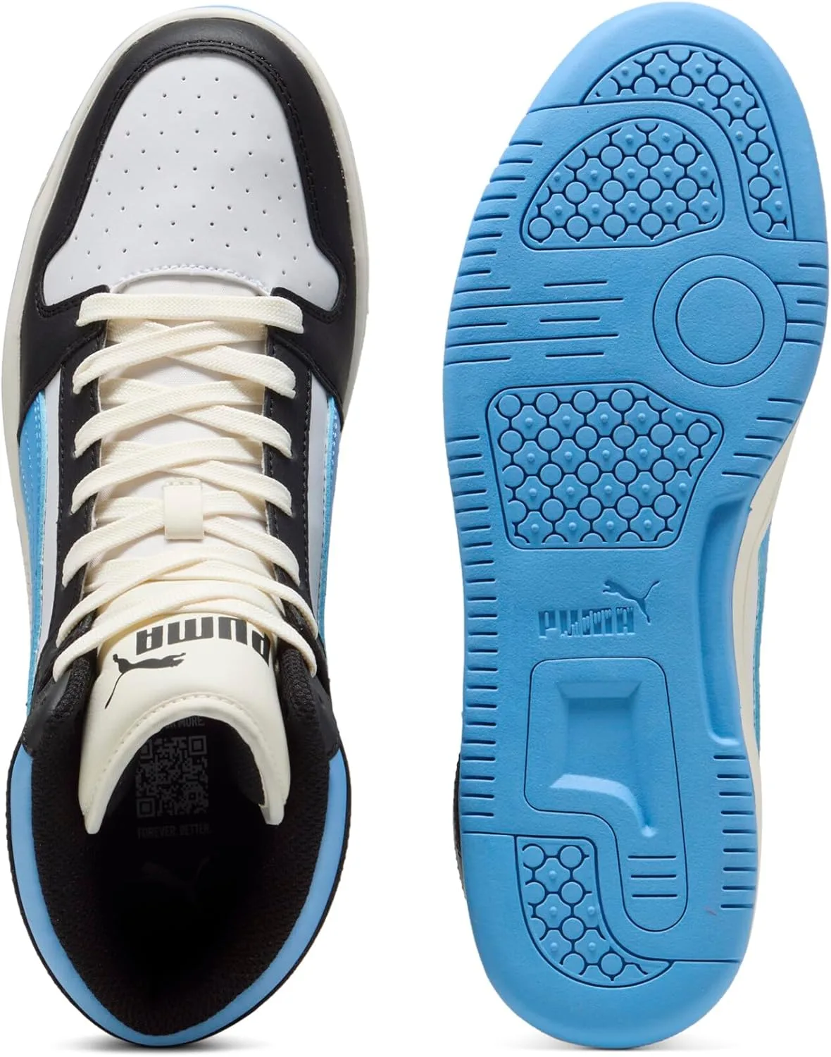 Кроссовки PUMA Unisex Rebound Layup Lo Trainers, черный/светло-голубой/слоновая кость — фото 4