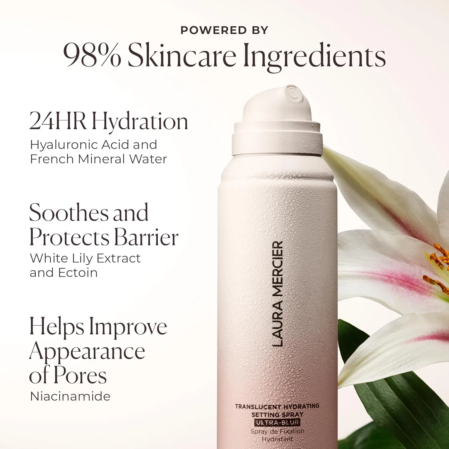 Laura Mercier Translucent Loose Setting Powder в оттенке Translucent Honey и Hydrating Setting Spray Ultra-Blur, 24-часовой контроль сияния, с гиалуроновой кислотой, набор — фото 3