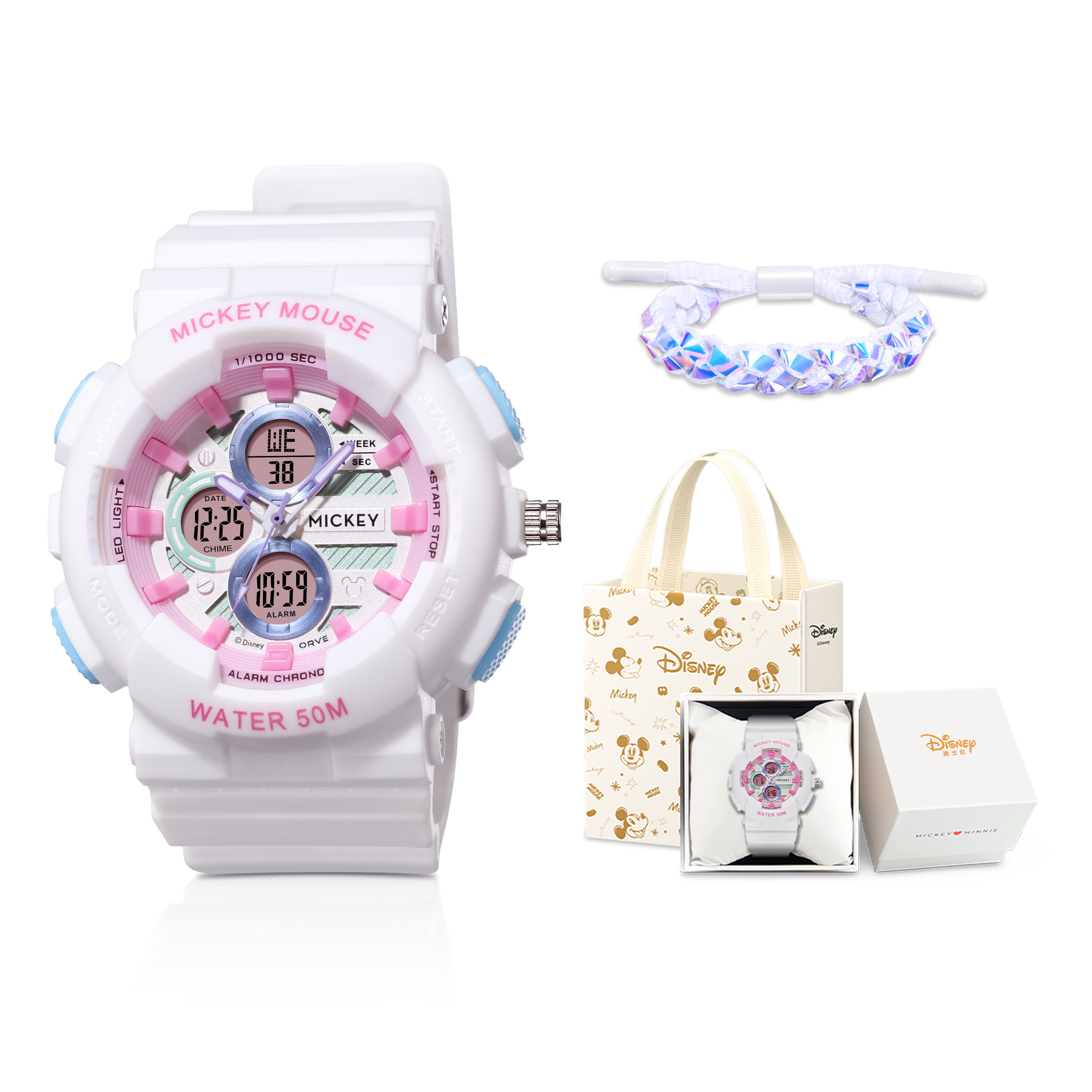 

Disney Микки серия электронные часы с ремешком из ТПУ женские часы белый циферблат