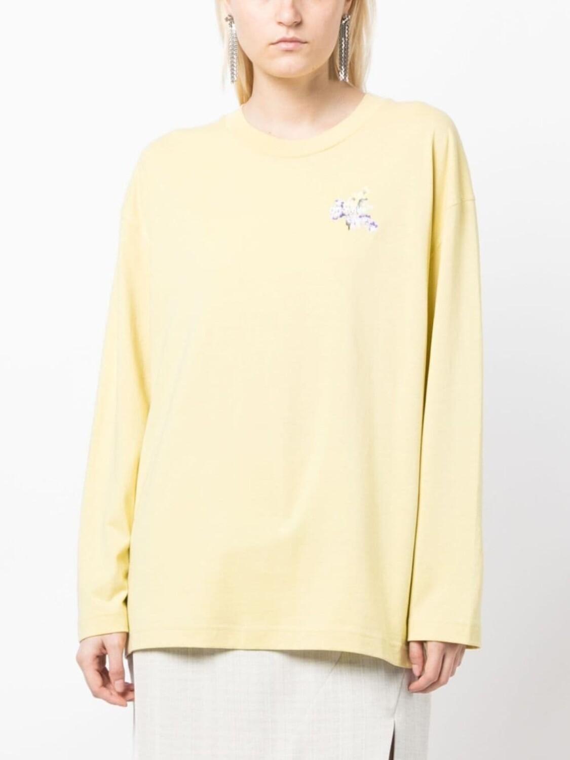 Off-White толстовка из органического хлопка с логотипом Flower Arrow, желтый — фото 3