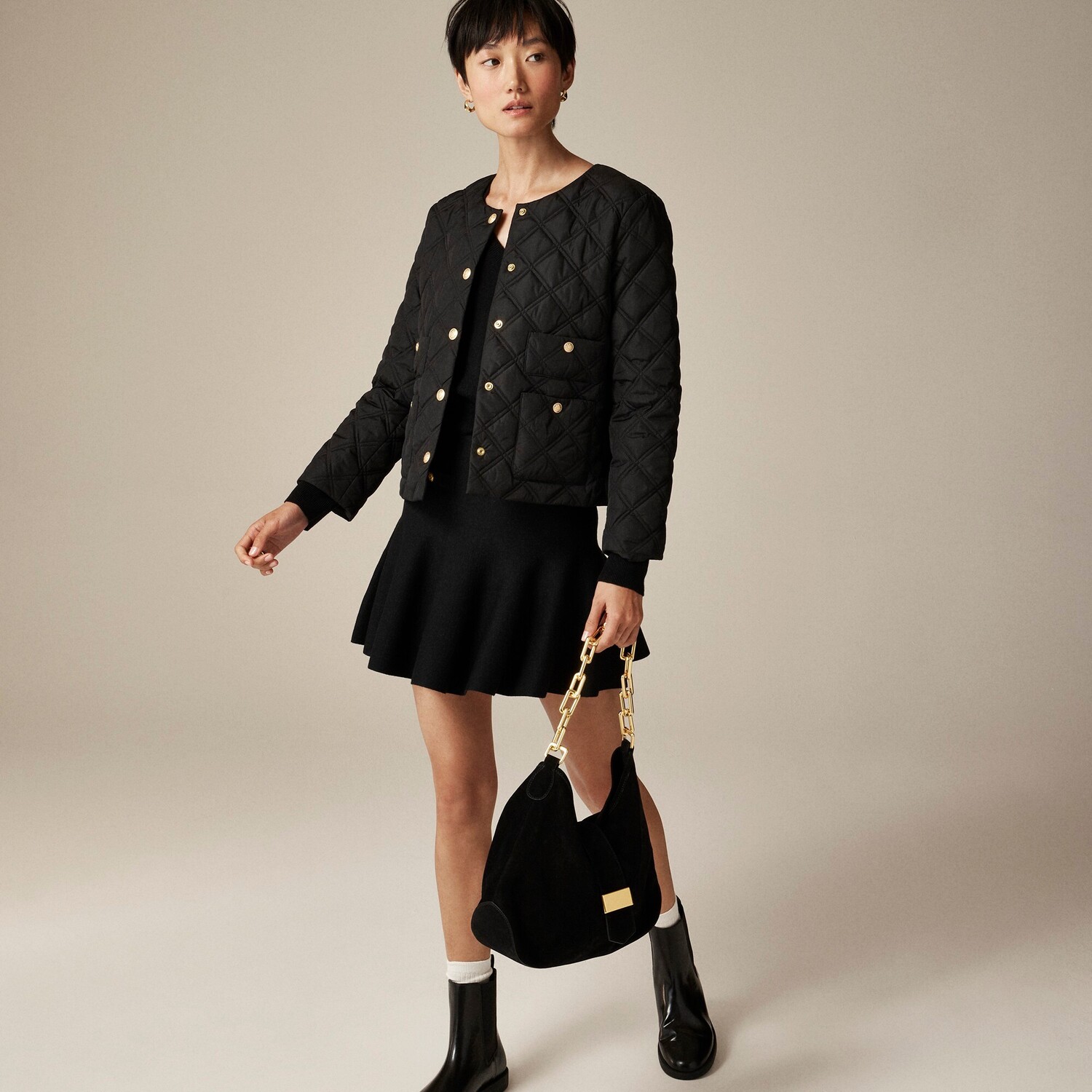 

Стеганая женская куртка-пуховик J.Crew, черный
