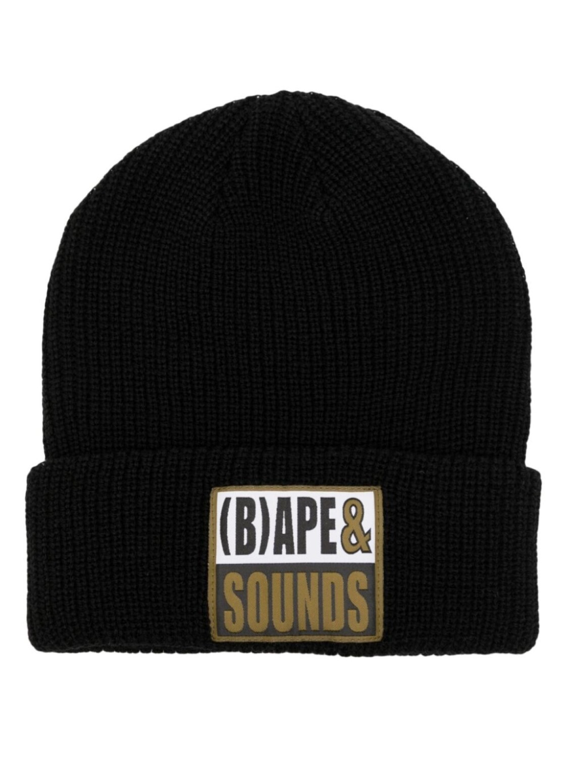 

A Bathing Ape шапка бини в рубчик с нашивкой-логотипом, черный