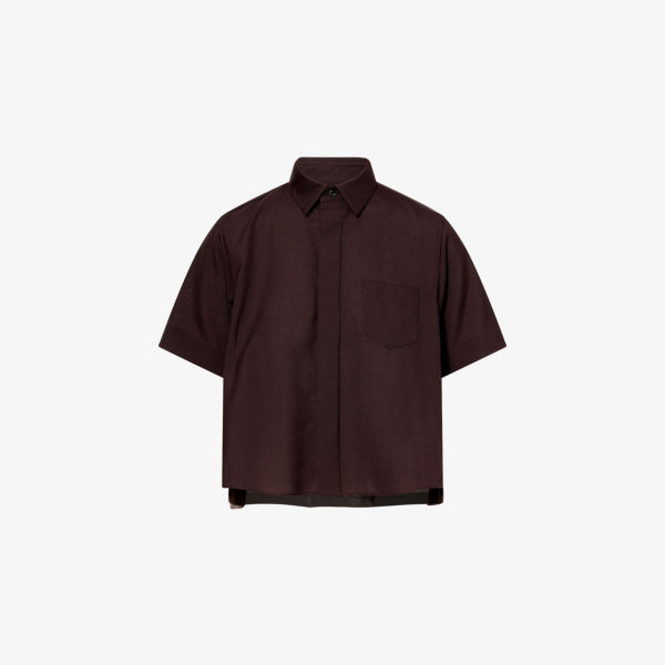 

Рубашка короткая контрастная Sacai, коричневый