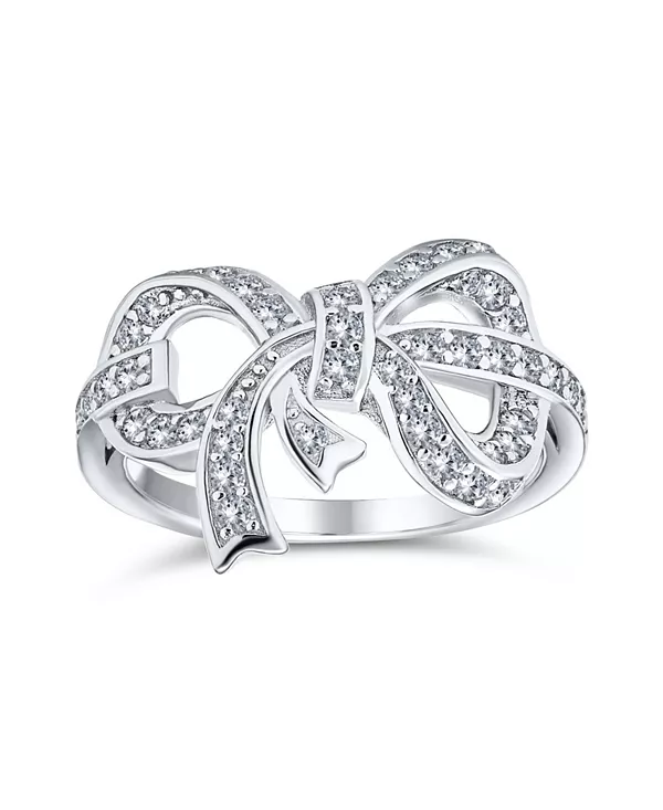 

Кольцо-Бантик из стерлингового серебра с кубическим цирконием и паве из CZ Bling Jewelry, silver