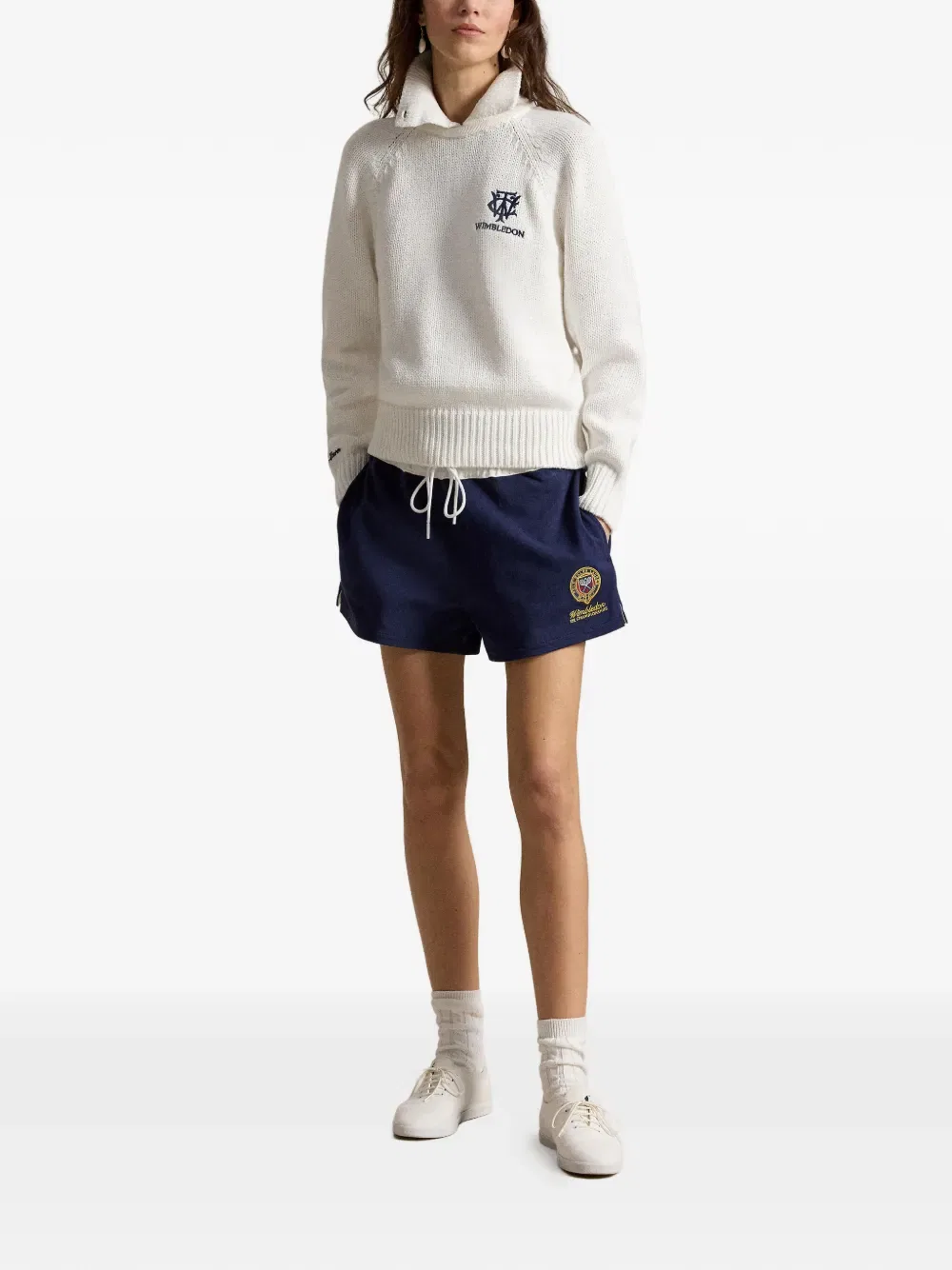 Свитер с вышитым воротником-поло Polo Ralph Lauren, белый — фото 2