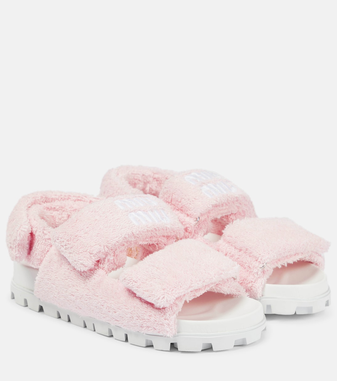 Махровые сандалии Miu Miu, Alabastro