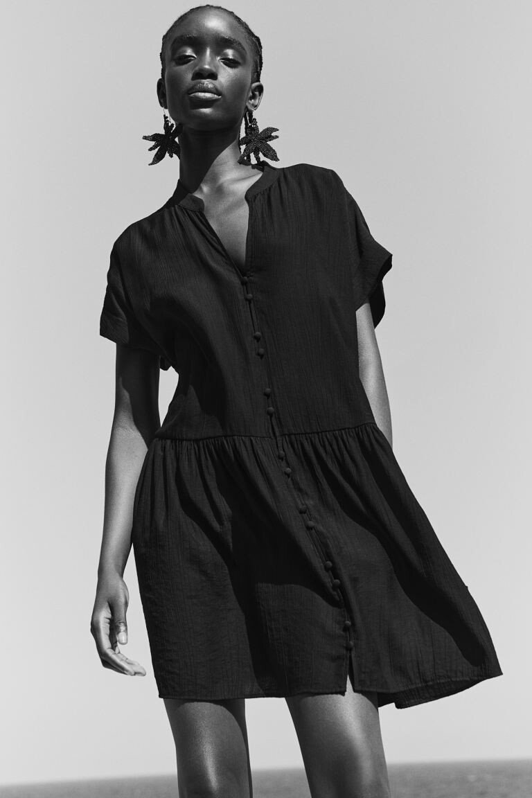 

Платье-Туника из жатой ткани H&M, черный