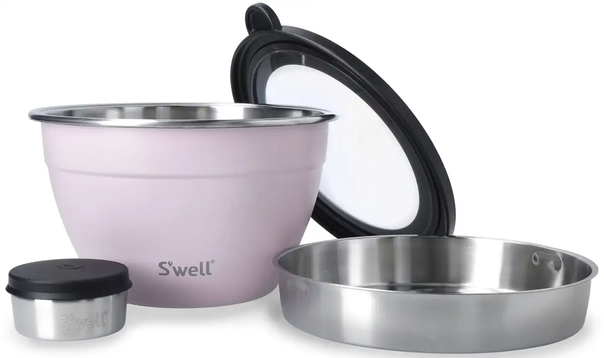 

Салатница S'well "S'well Calacatta Gold Salad Bowl Kit, 1,9 л ", 3 предмета, изготовлена ​​из нержавеющей стали, технология Therma-S'well, с внешней оболочкой с вакуумной изоляцией 21х12 см, розовый