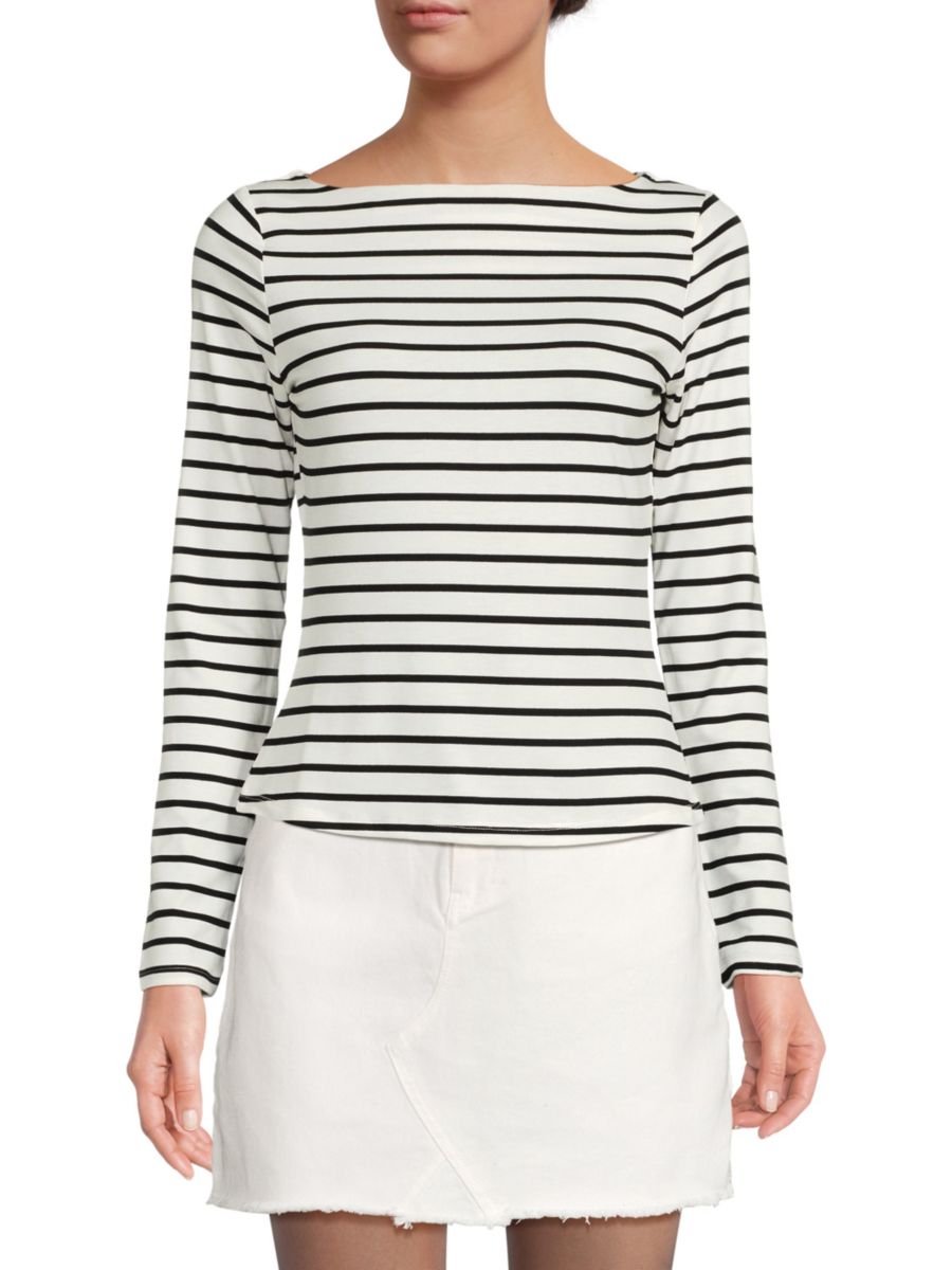 

Топ с вырезом-лодочкой Lea & Viola, черный/белый