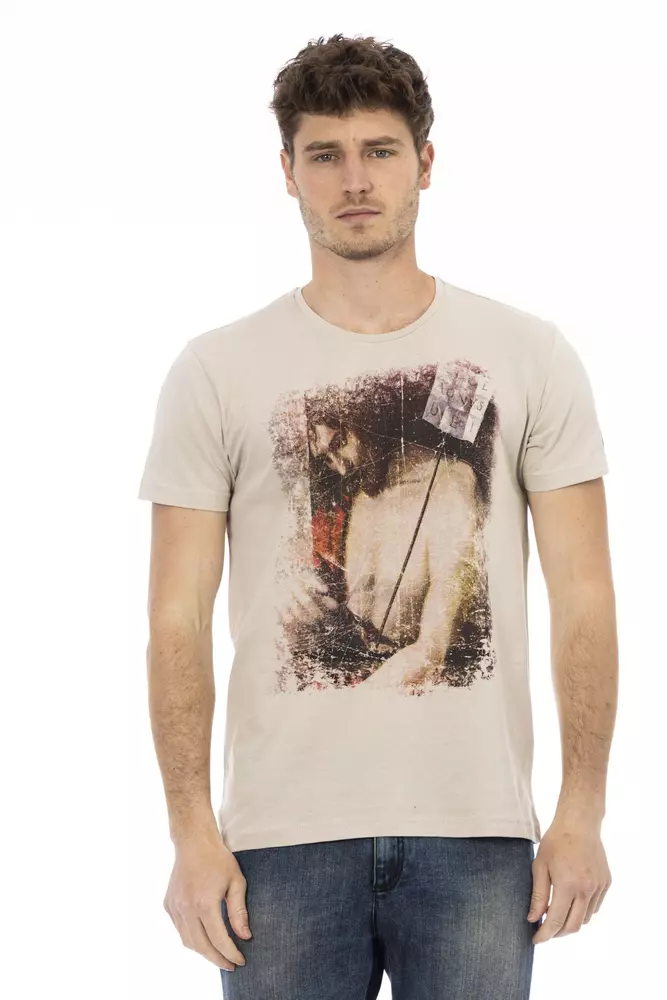 

Бежевая хлопковая мужская футболка Trussardi