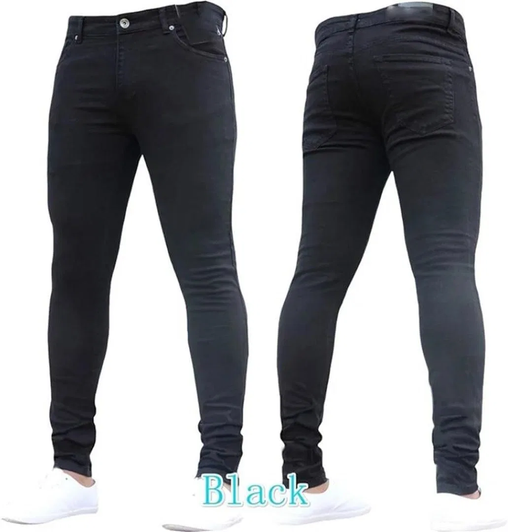 Мужские облегающие брюки Stretch Slim Fit классические повседневные джинсы Skinny с молнией Generic, Picture Color1 — фото 2