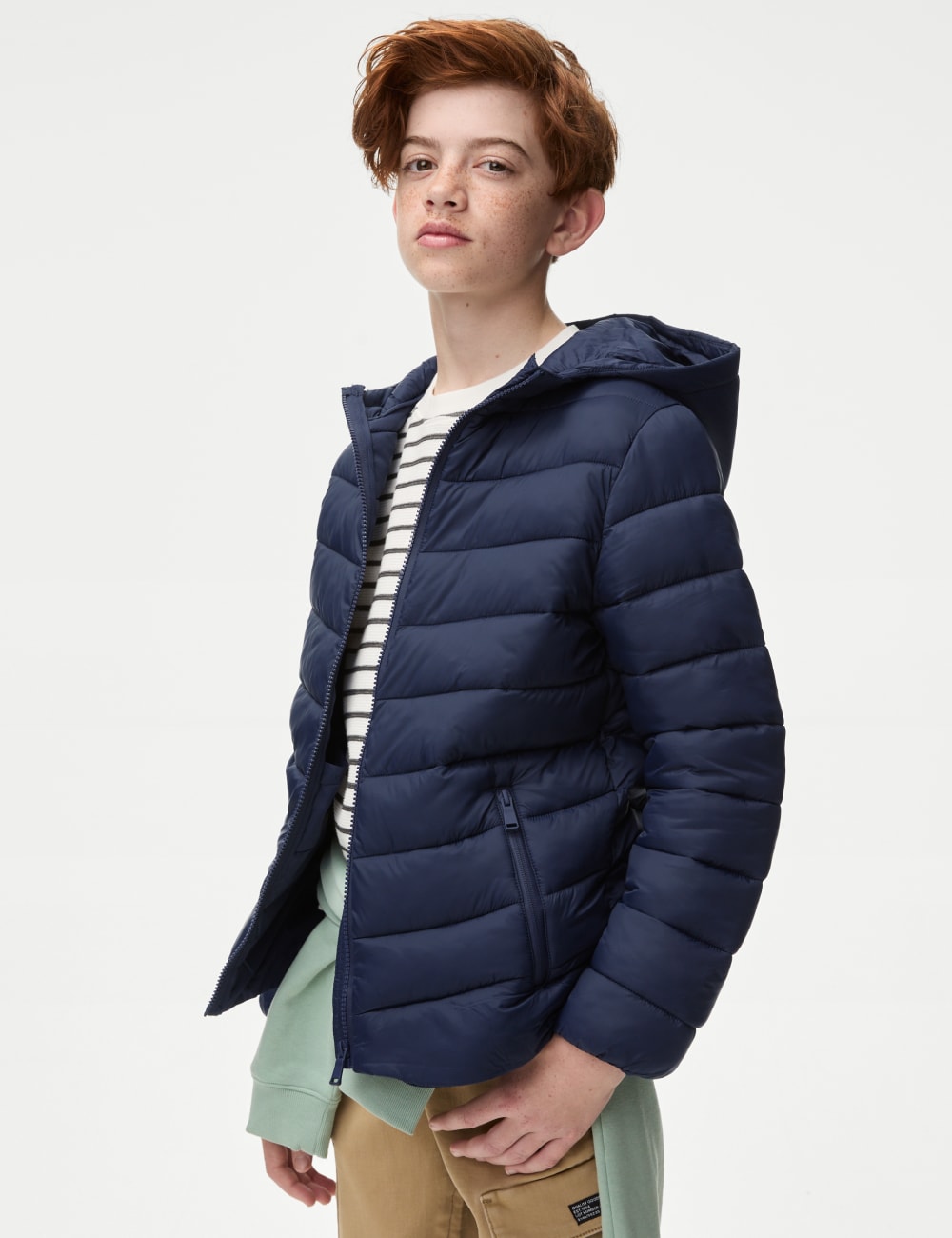 

Легкое стеганое пальто с капюшоном Stormwear Marks & Spencer, темно-синий