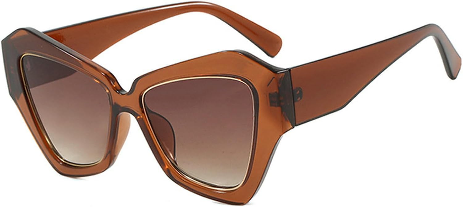 

Солнцезащитные очки Laureles Polygonal Cat Eye Y2k для женщин, градиентный леопардовый коричневый цвет, солнцезащитные очки для мужчин, дорожные солнцезащитные очки UV400, C2