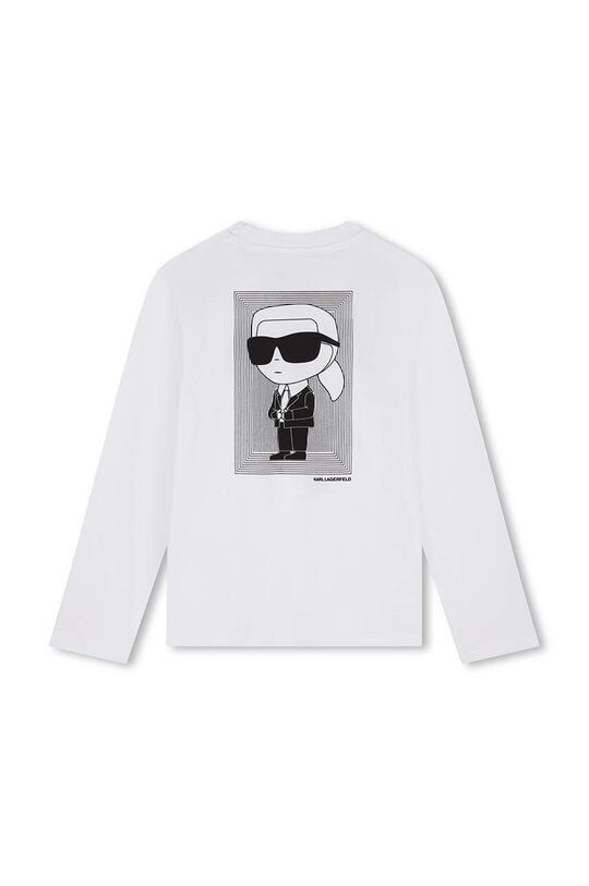 Детская хлопковая рубашка с длинным рукавом Karl Lagerfeld, белый — фото 2