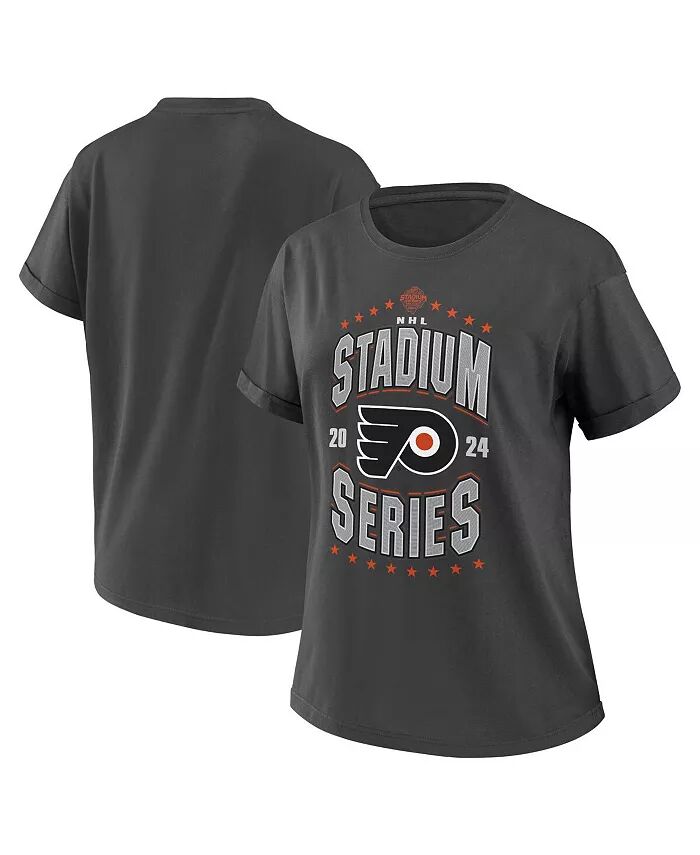 

Женская темно-серая футболка бойфренда Philadelphia Flyers 2024 NHL Stadium Series Wear By Erin Andrews, черный