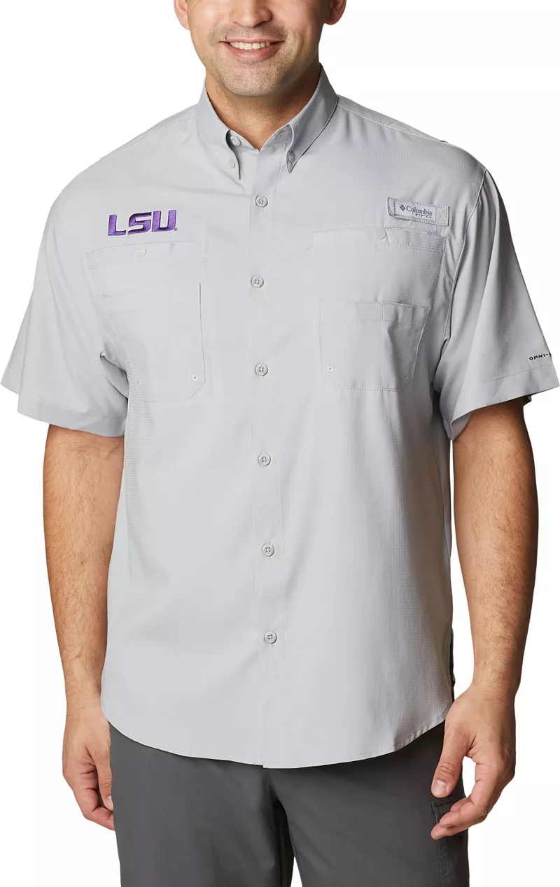 

Мужская рубашка на пуговицах Columbia LSU Tigers серая Tamiami Performance