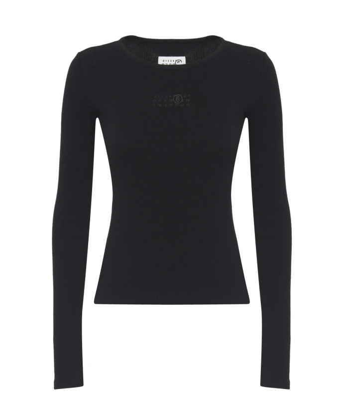 

Топ с длинными рукавами, трикотажная резинка Mm6 Maison Margiela, черный