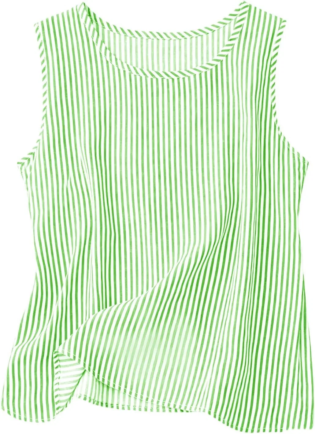 Женский топ-майка без рукавов, свободный крой, хлопок, лён, полоска, Mint Green
