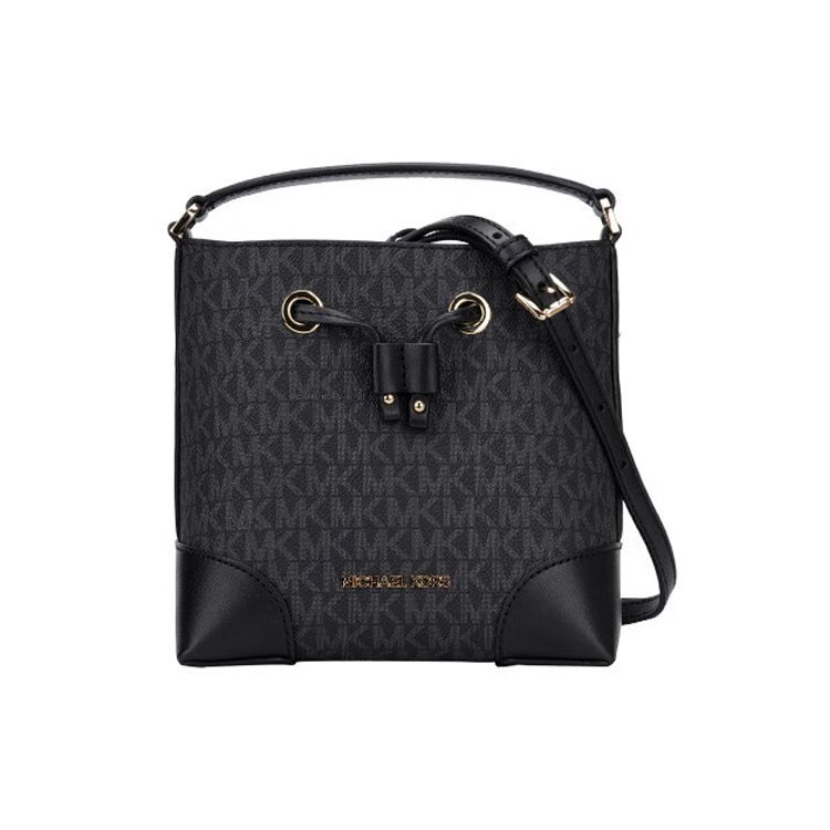 

MICHAEL KORS Сумка-ведро Mercer Canvas из полиуретана, сумка через плечо, маленькая, женская, черного цвета