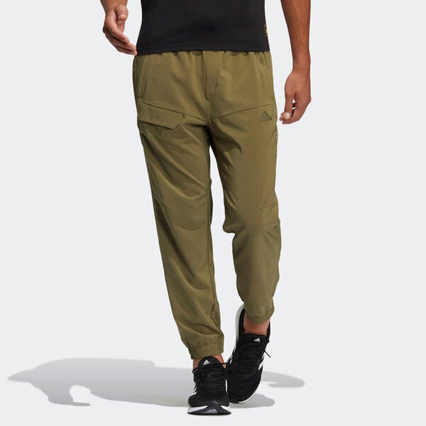 Брюки Men's adidas Solid Color Logo Casual Joggers/Pants/Trousers Autumn Green, мультиколор — фото 3