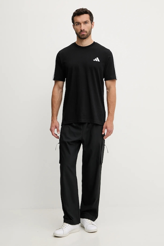 Хлопковая футболка 3-Stripes Adidas, черный — фото 2
