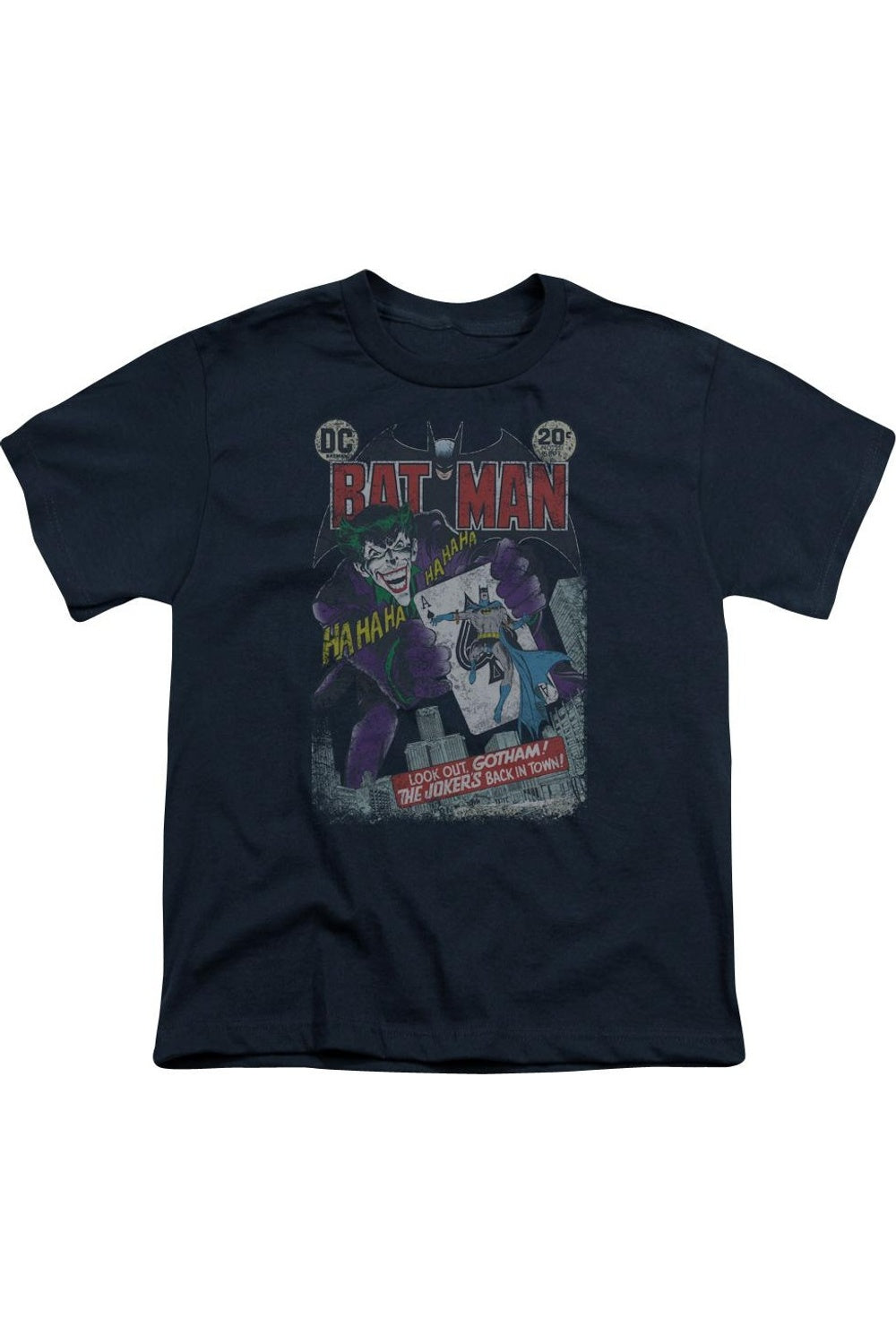 

Футболка с принтом Batman #251, детская, короткий рукав, винтажный эффект Gildan, темно-синий