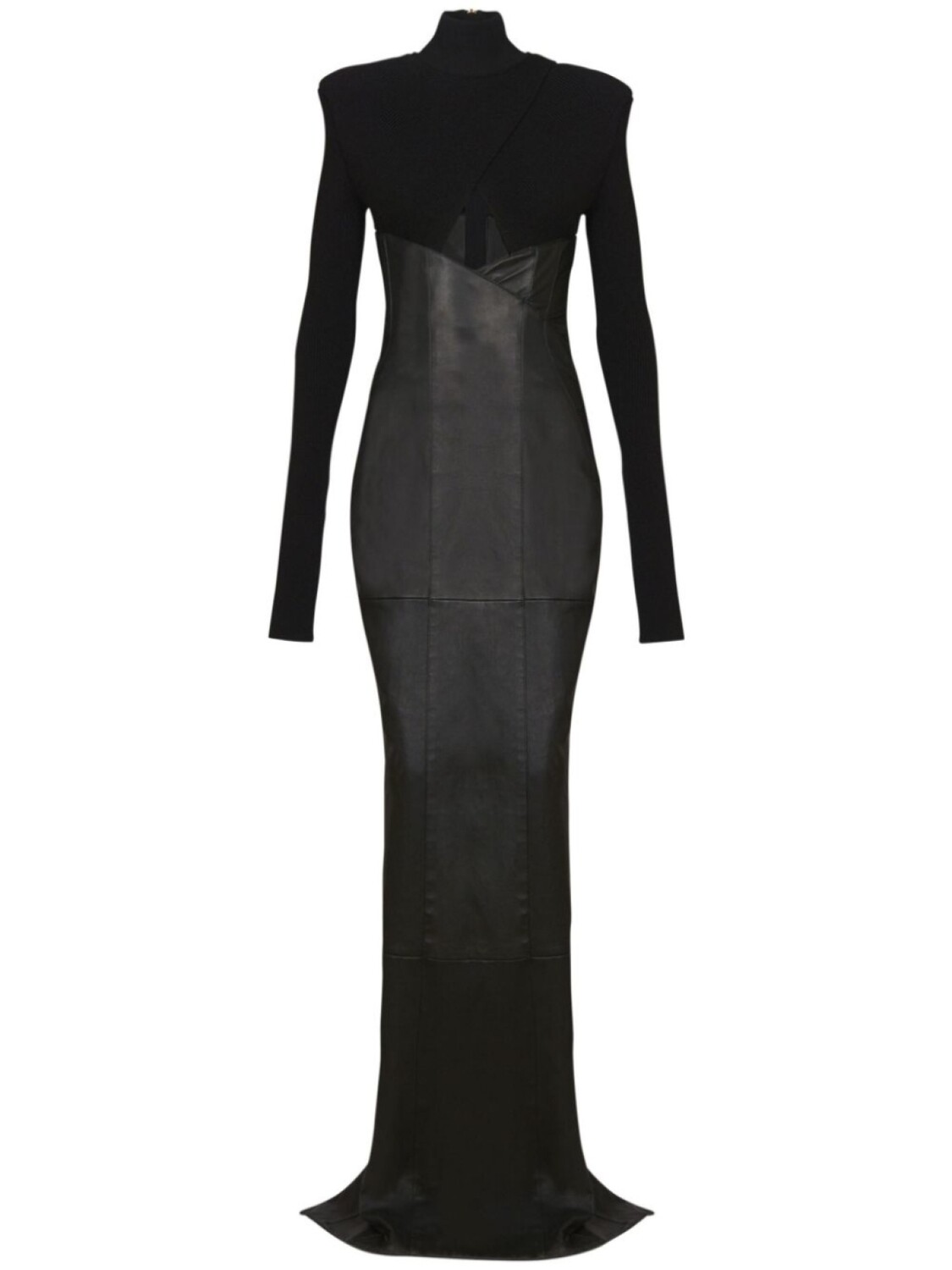 

Платье макси со вставками Balmain, черный