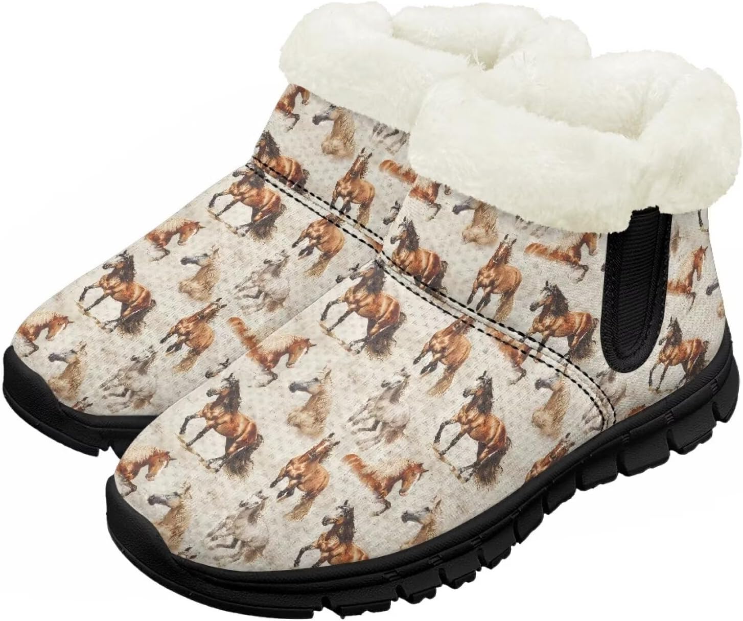 

Зимние сапожки для малышей, теплые снежные ботинки, уютные пушистые детские ботильоны, уличная модная обувь для мальчиков и девочек Chririnla, Western Horse