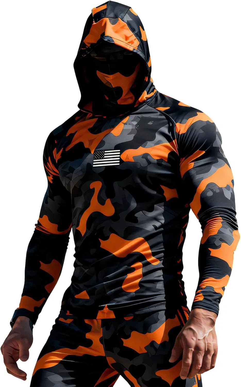 Худи для рыбалки с капюшоном, UPF 100+, Mens, 02-saffron