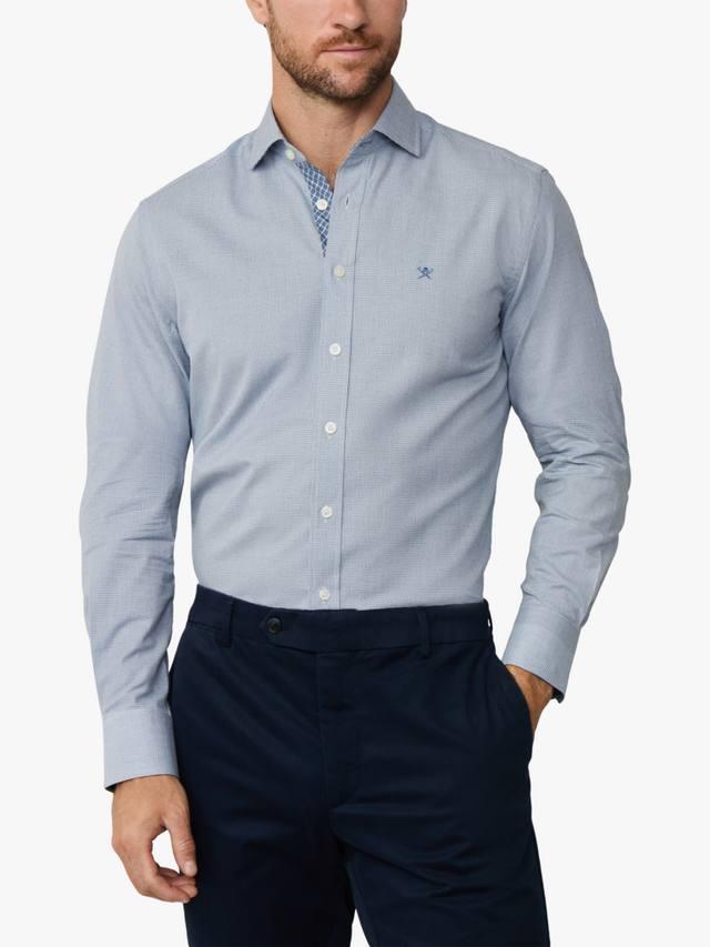 

Рубашка из хлопкового фланели в клетку puppytooth Hackett London, Eton Blue