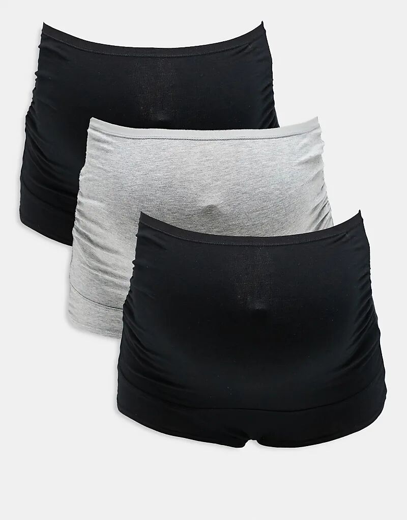 

Комплект из 3 бразильских трусов Lindex MOM Maternity черного и серого цветов