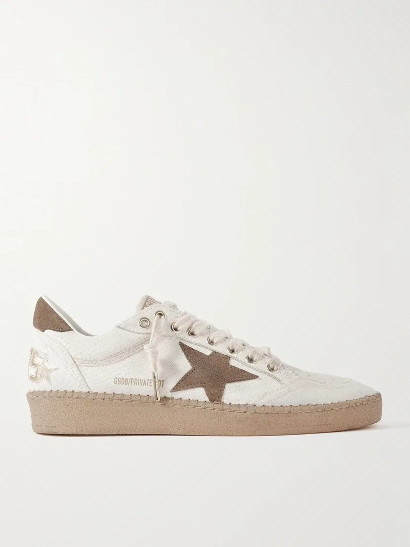 Кроссовки Ball Star из канваса с отделкой из состаренной замши GOLDEN GOOSE, бежевый