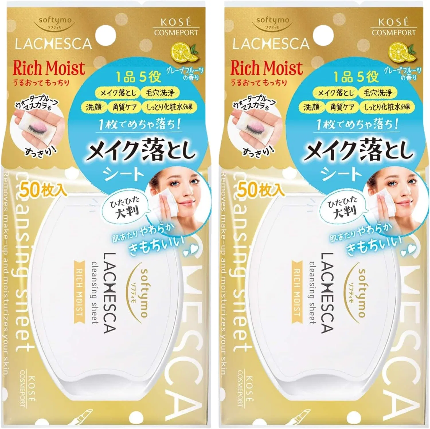 Средство для снятия макияжа Softymo — Салфетки для снятия макияжа Kose Lachesca Rich Moisture, x