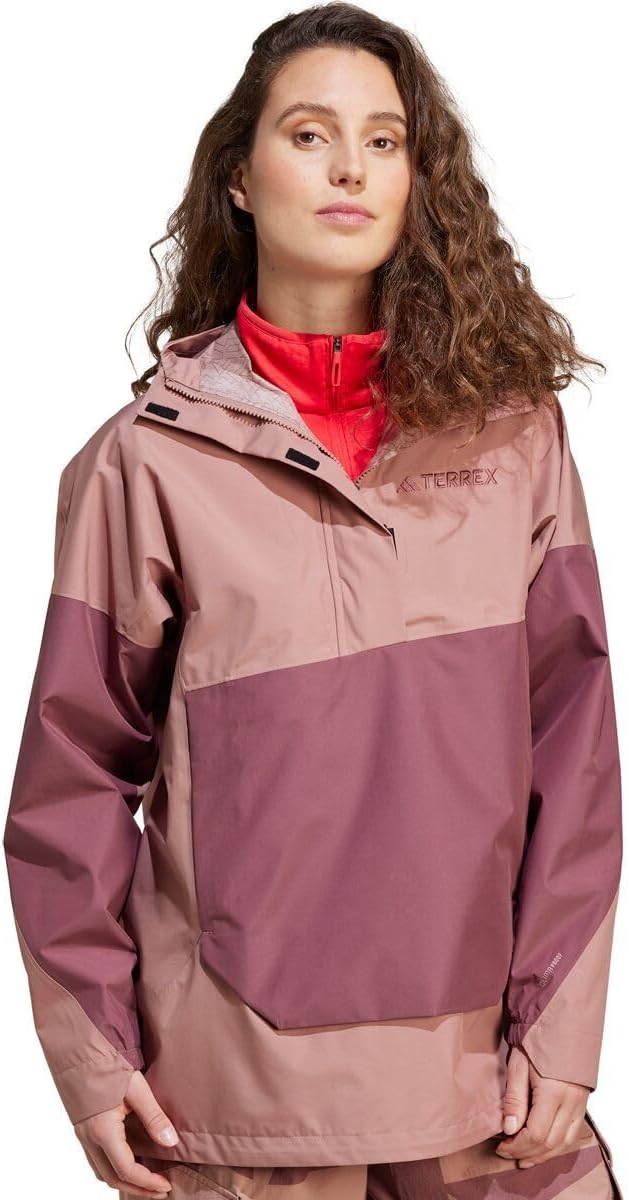 

Куртка-анорак женская Adidas TERREX Xploric 2.5L Climaproof с капюшоном, красно-розовый