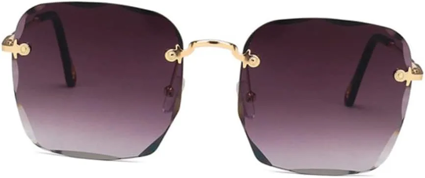 

1 шт. Солнцезащитные очки без оправы, увеличенного прямоугольного дизайна, поляризованные, модные, с металлической оправой, из полимерного материала WOFASHPURET, Grey