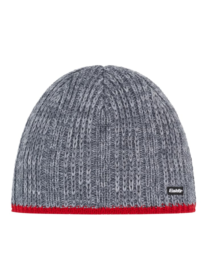 

Вязаная шапка Rene MÜ XL серо-красного цвета Eisbär