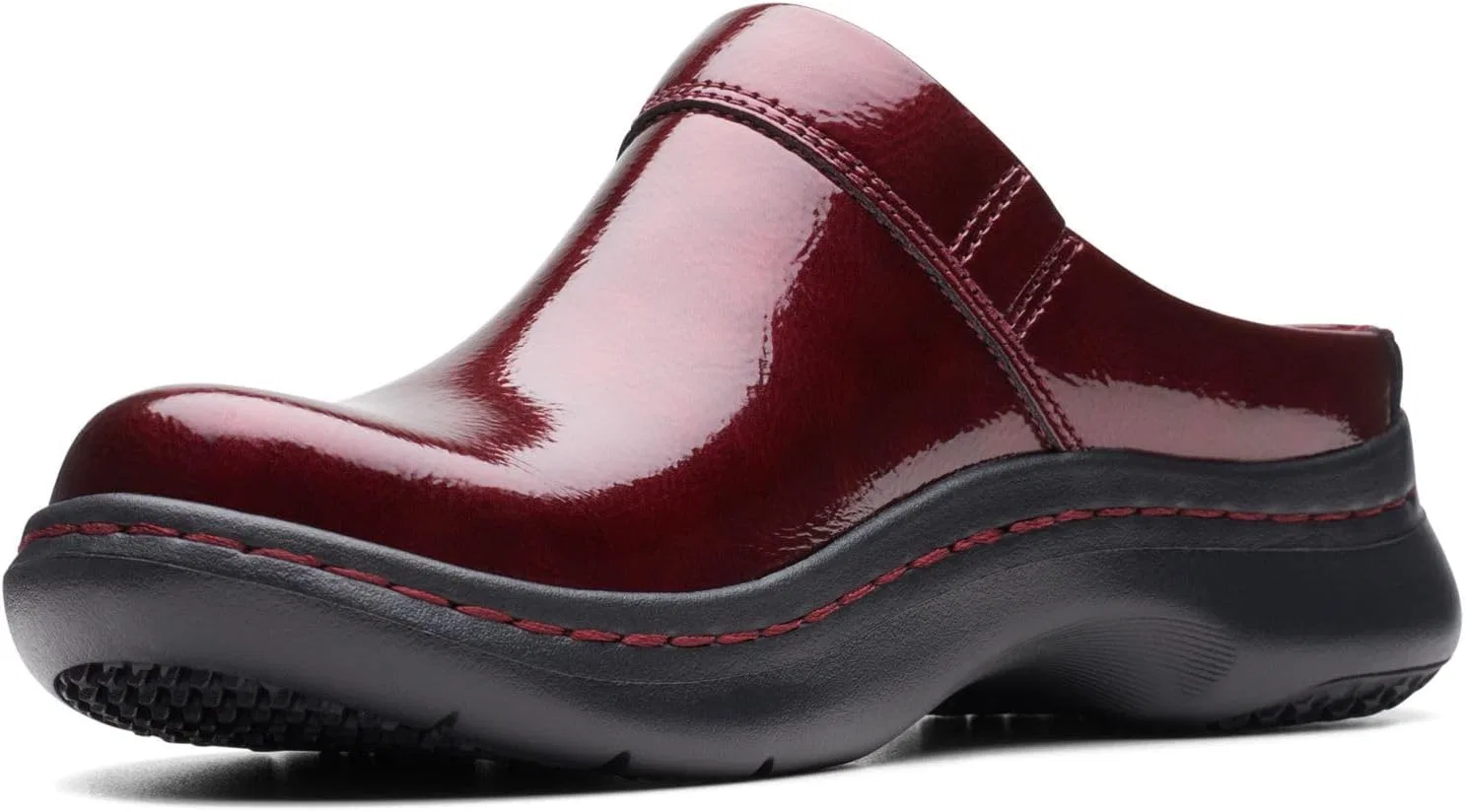 Женские сабо Clarks Clarkspro, Burgundy Patent Synthetic — фото 3