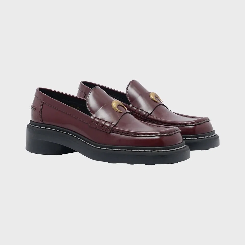 Женские лоферы Metal Free Leather MS бордовые от Marine Serre
