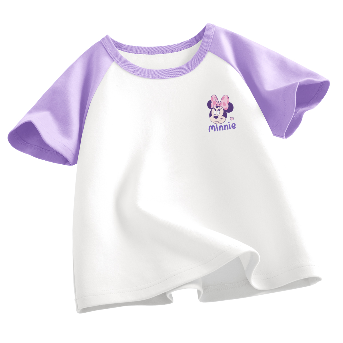 

Футболка для детей с круглым вырезом тонкая Disney, di qiaopi ni k фиолетовый белый