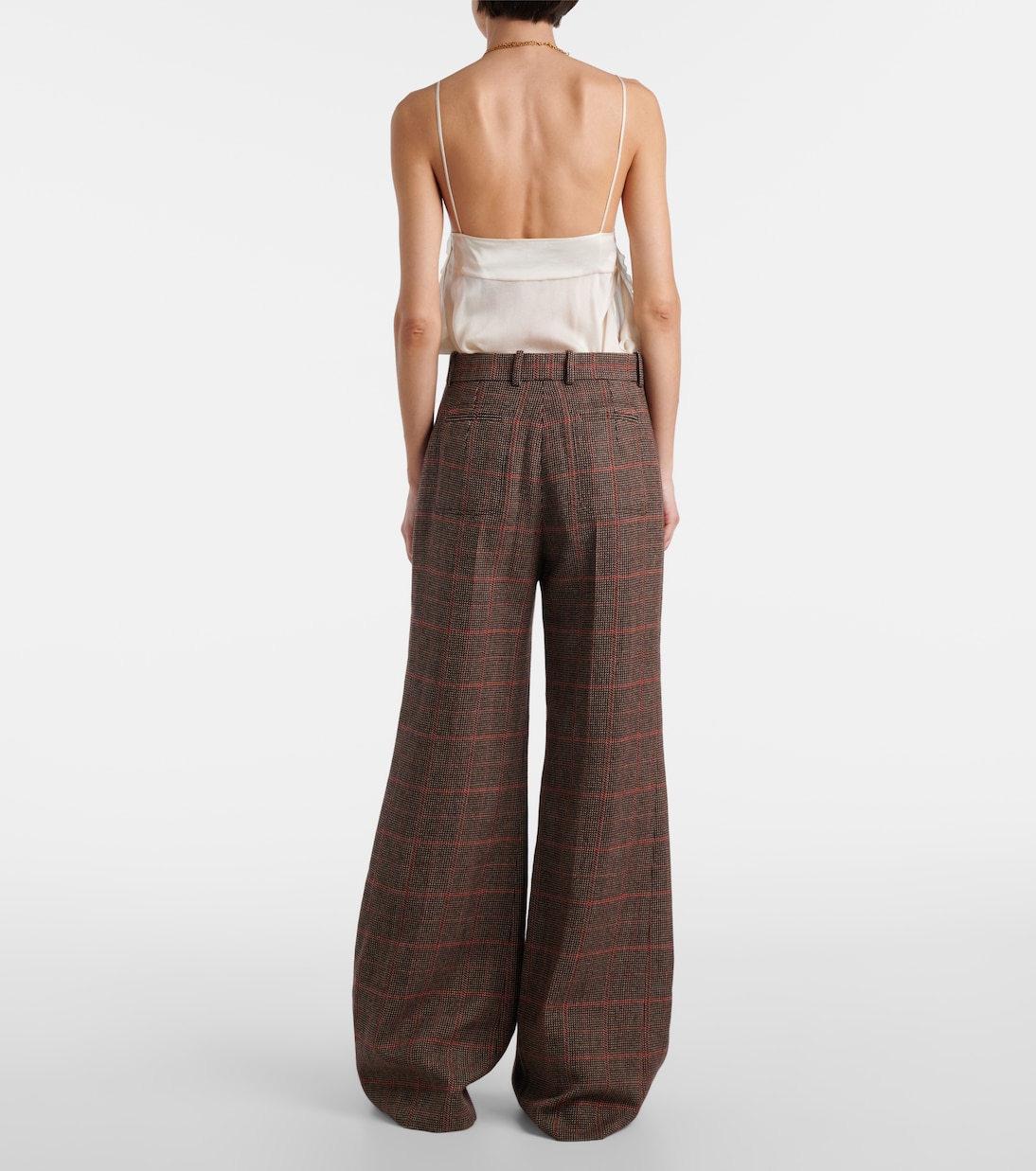 Проверенные высокие шерстяные расклешенные брюки Chloé, Brown - Beige 1 — фото 3