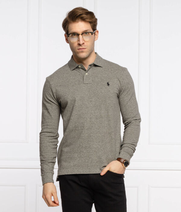 Рубашка поло Custom slim fit Polo Ralph Lauren, серый — фото 3