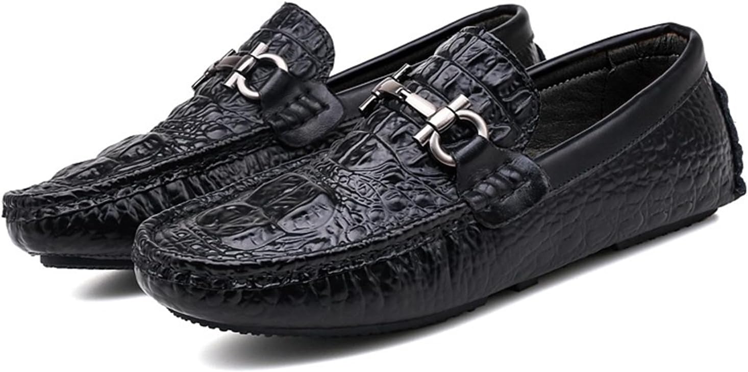 

Кожаные лоферы Dacnakby Men's Crocodile Pattern, черный
